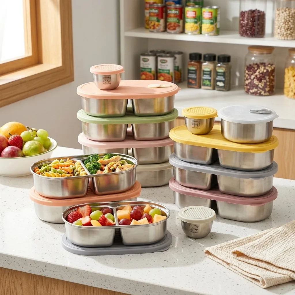 Food Storage With Dividers - 전자레인지 사용 가능, 304 스테인리스 스틸