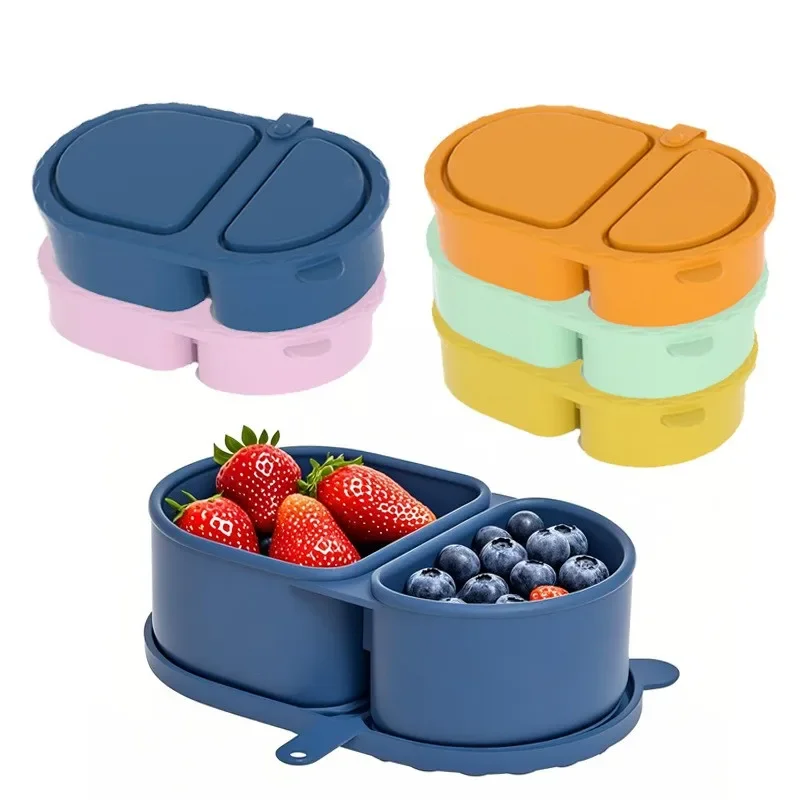 뚜껑이 있는 실리콘 간식 용기, 재사용 가능한 이중 칸 - Food Storage Oven Safe 리뷰 및 가격