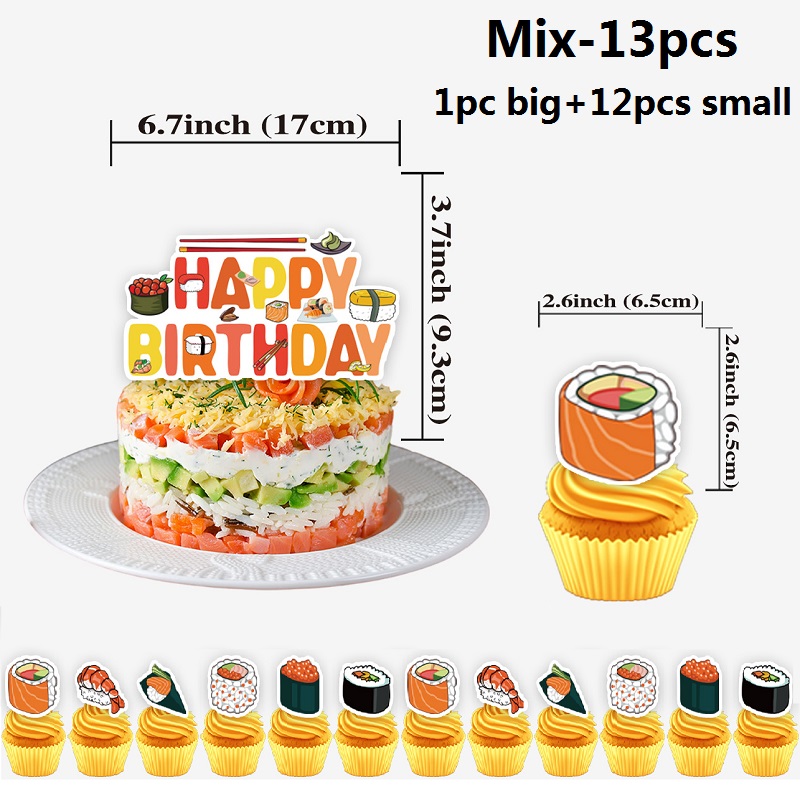 일본 스시 케이크 토퍼, 음식 테마 스시 생일 케이크  - Food Storage With Dividers 리뷰 및 가격