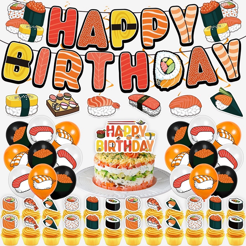 일본 스시 케이크 토퍼, 음식 테마 스시 생일 케이크  - Food Storage With Dividers 리뷰 및 가격