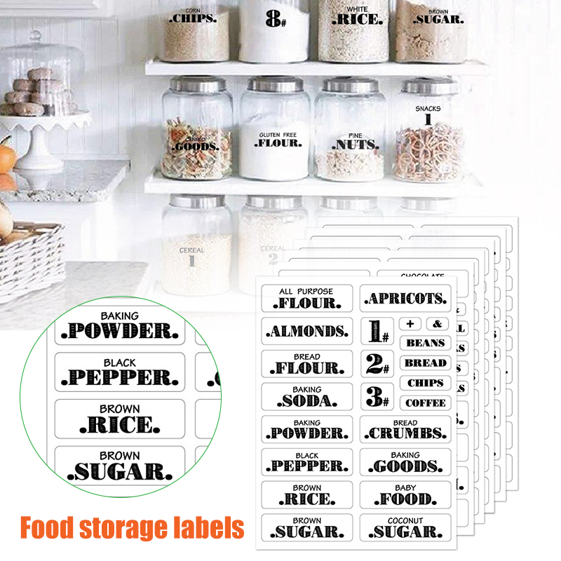 132 피스 주방 음식 스티커 방수 식품 양념 항아리  - Food Storage Labels 리뷰 및 가격