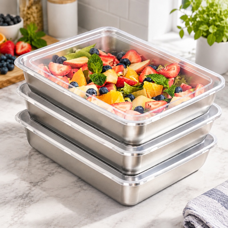 투명 뚜껑이 달린 스테인리스 스틸 식품 보관 용기 3개 - Food Storage Meals 리뷰 및 가격